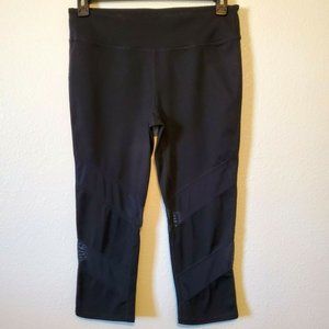 Fabletics Womens Cropped Leggings M L Black Mesh Leg Midrise